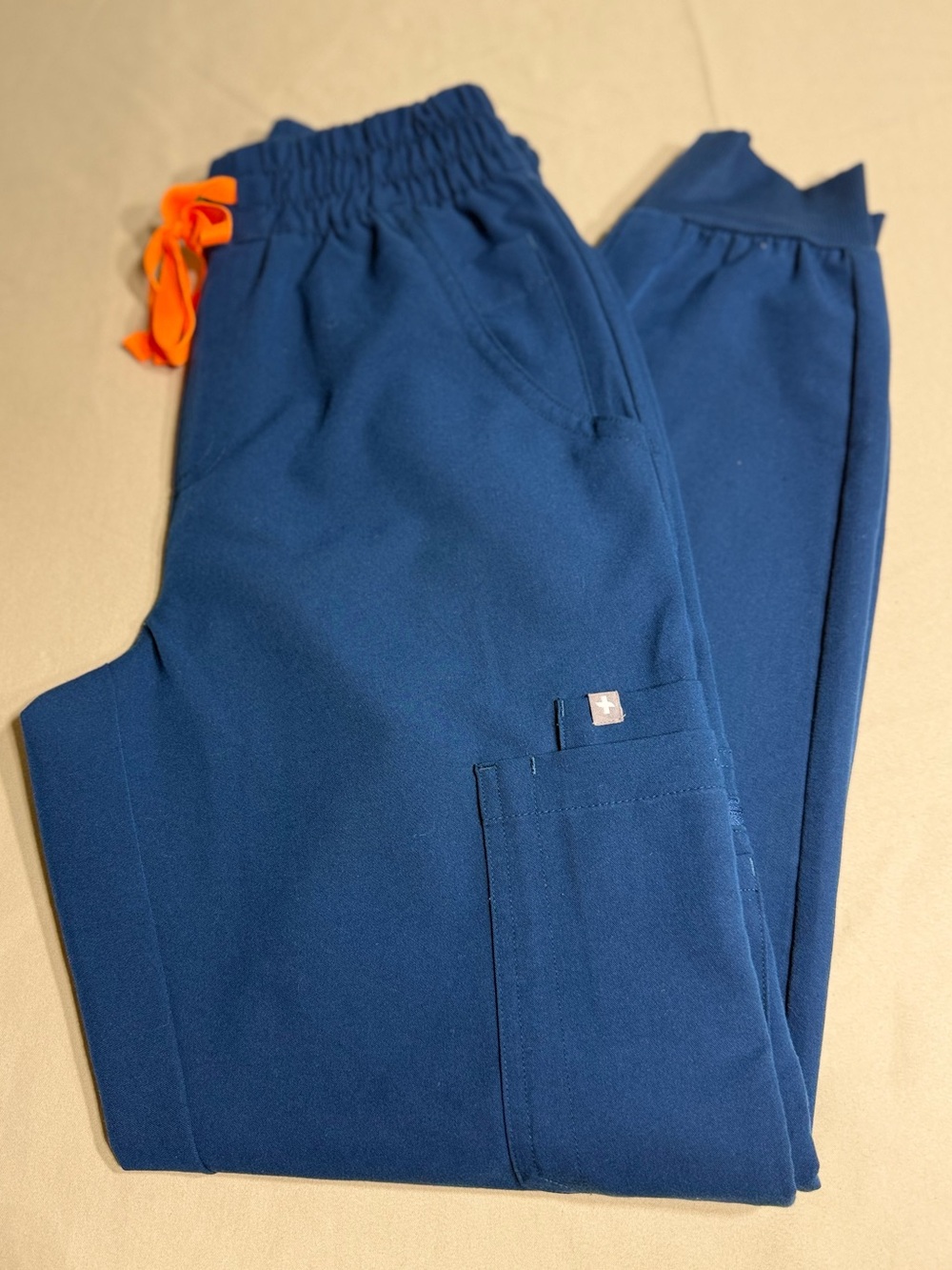 FIGS Uman High Waisted Relaxed Jogger Scrub Pants Deep Reef & Orange XXS Regular